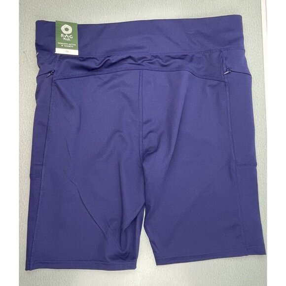 RAG Plus Navy Blue Womens High Waist 9" Inseam Shorts Stretch Zip Pockets 3X - Picture 7 of 11
